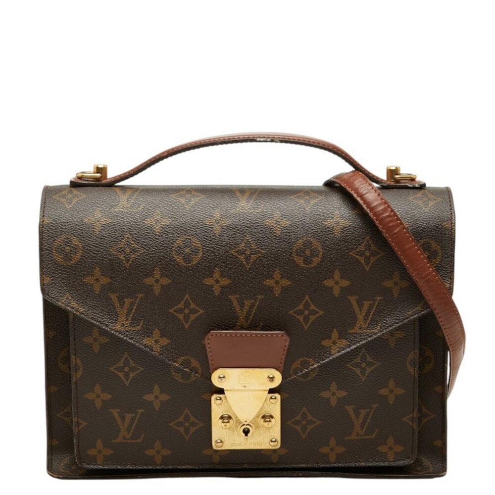 Louis Vuitton Monogram Monceau Handbag Shoulder Bag 2WAY M51185 Brown Leather...